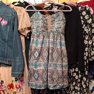Billabong Brown & Blue Printed Strappy Dress XL